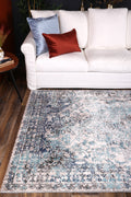 Salsa Adrianita Ivory & Blue Transitional Rug - SALS07 styled with furniture