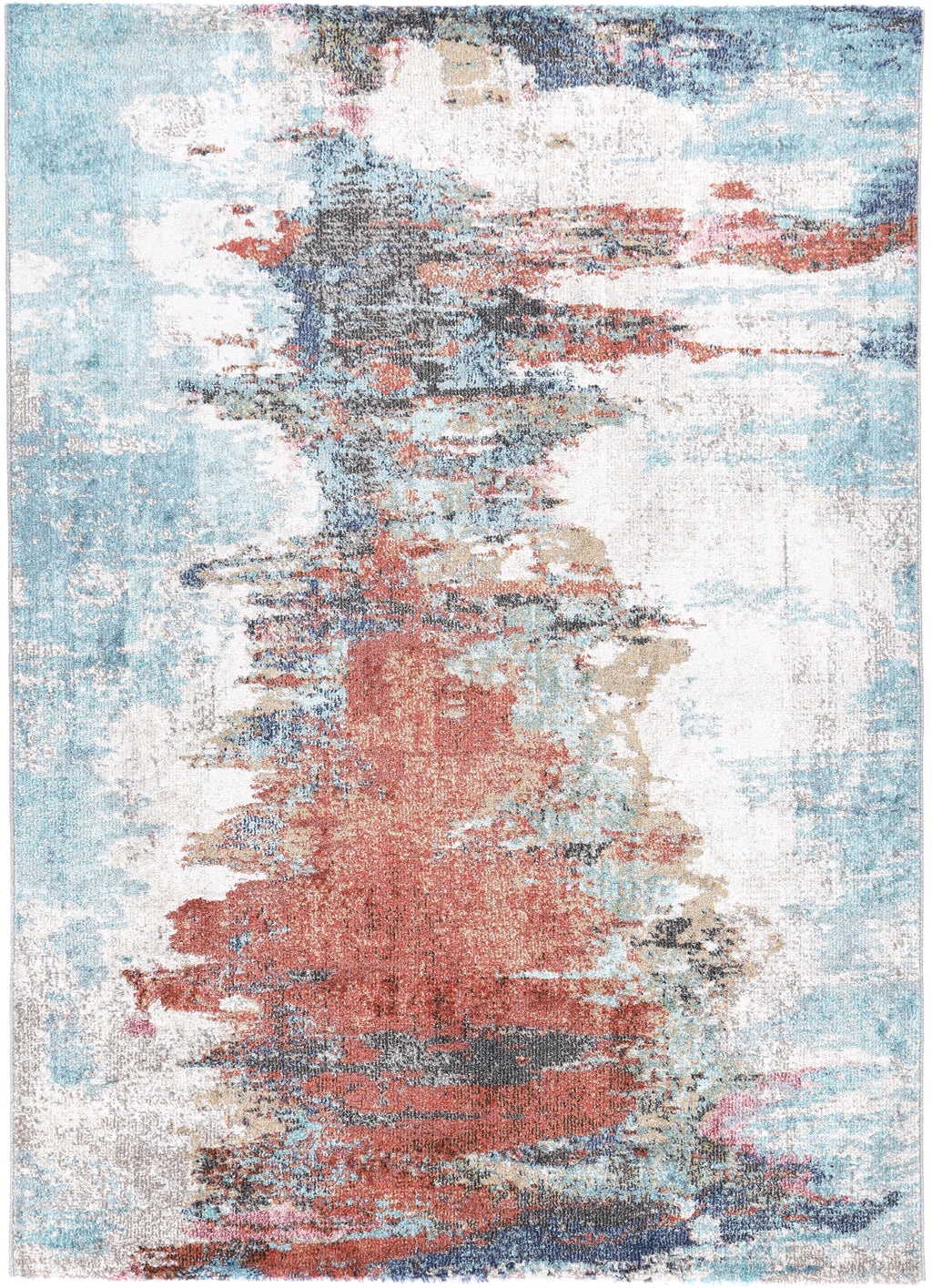 Salsa Jorge Blue & Terracotta Abstract Rug - SALS10 – view 2
