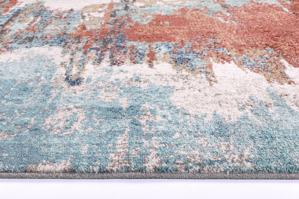 Salsa Jorge Blue & Terracotta Abstract Rug - SALS10 – view 6