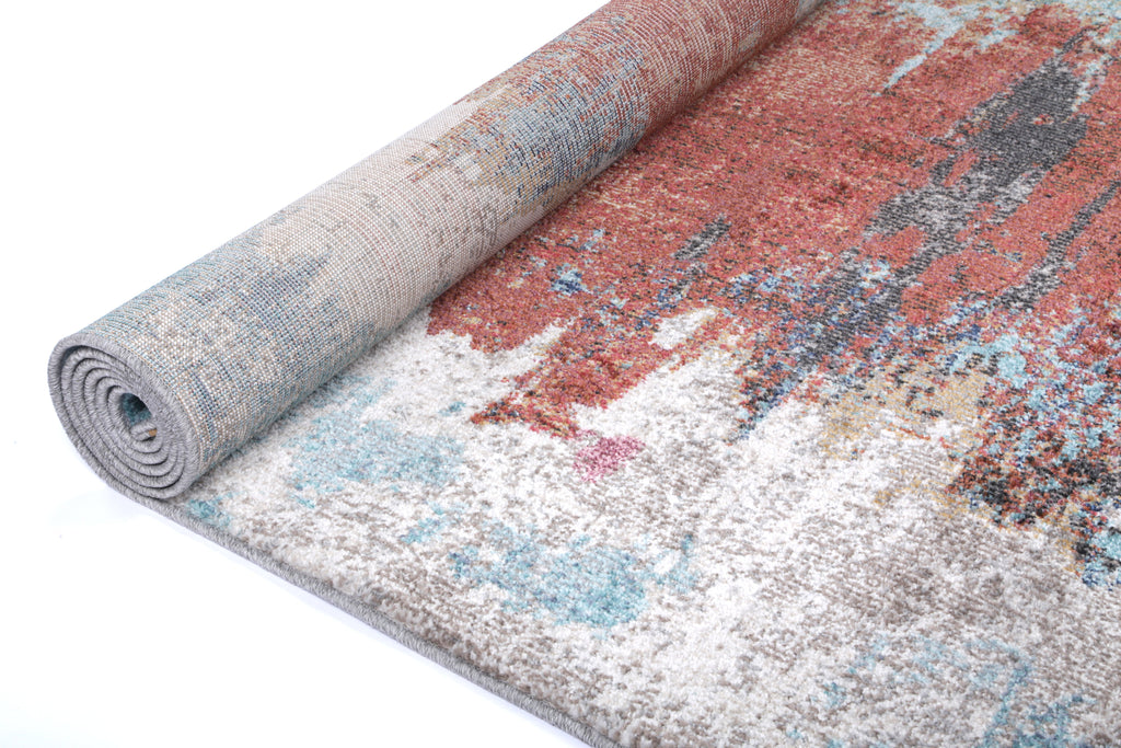 Salsa Jorge Blue & Terracotta Abstract Rug - SALS10 – view 3