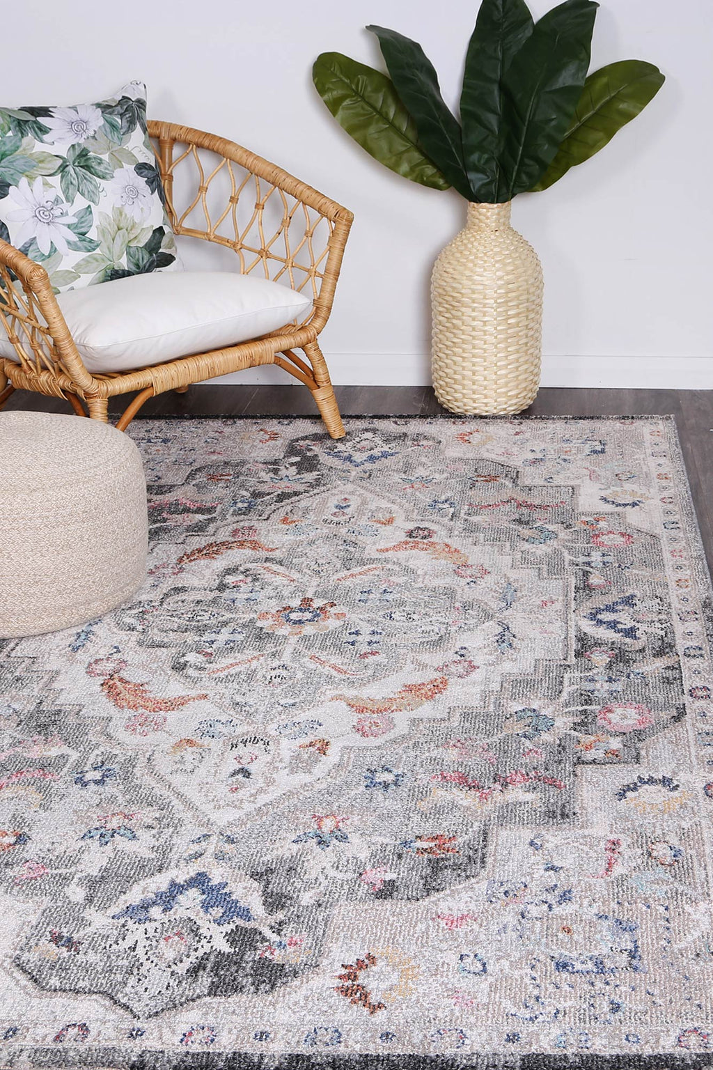 Salsa Alexander Transitional Grey Rug - 20045 095 styled with furniture