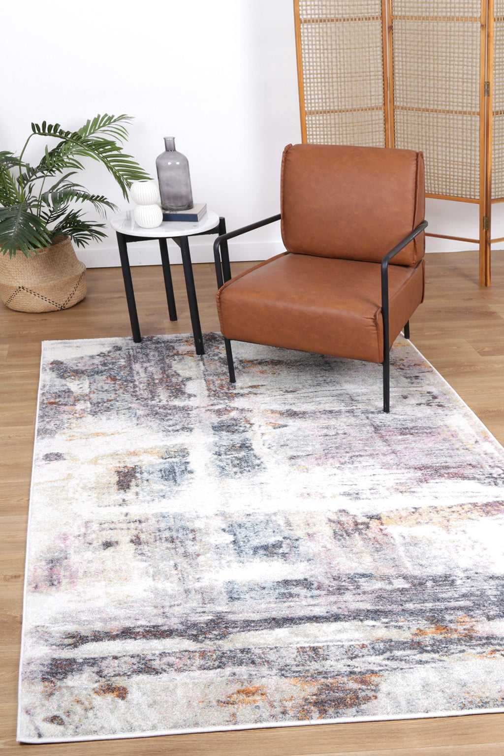 Santa Fe Verada Abstract Multi Rug - Sant02 styled with furniture