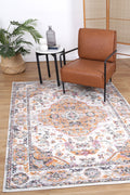 Santa Fe Medallion Rustic Rug - Sant03 styled with furniture