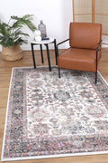 Santa Fe Camino Border Cream Rug - Sant05 styled with furniture