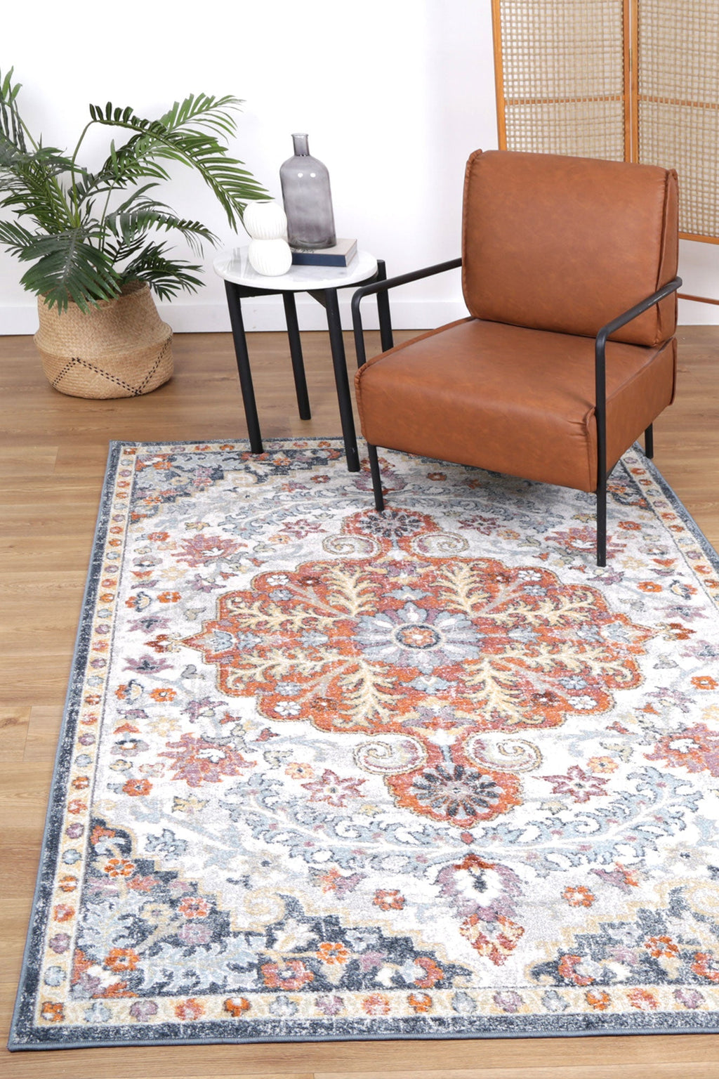 Santa Fe Morelia Vintage Multi Rug - Sant009 styled with furniture