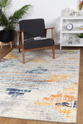 Sicily Noto Blue & Yellow Contemporary Rug - 02 styled with furniture
