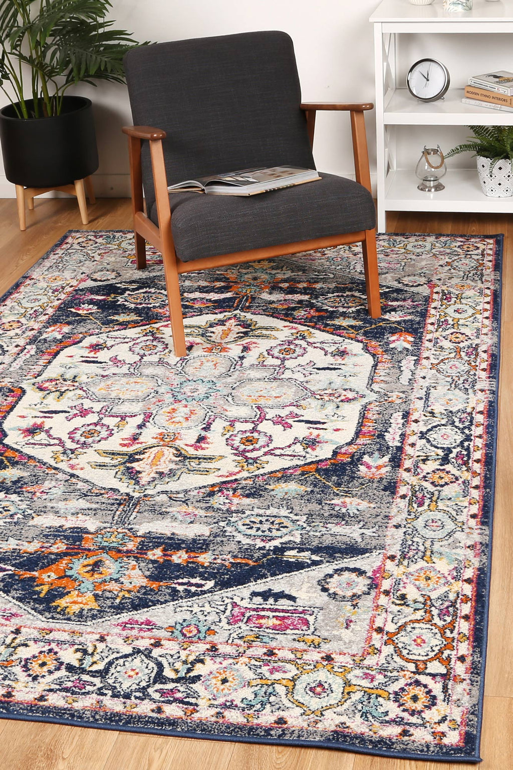 Sicily Enna Multi Transitional Rug - 05 styled with furniture