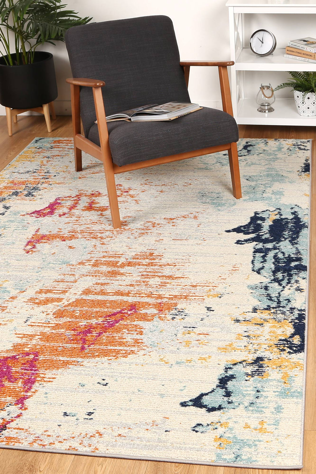 Sicily Alcamo Multi Abstract Rug - 06 styled with furniture
