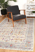 Sicily Ferla Grey & Multi Transitional Rug - 13 styled with furniture