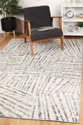 Sicily Ferraro Ivory & Blue Geometric Rug - 16 styled with furniture