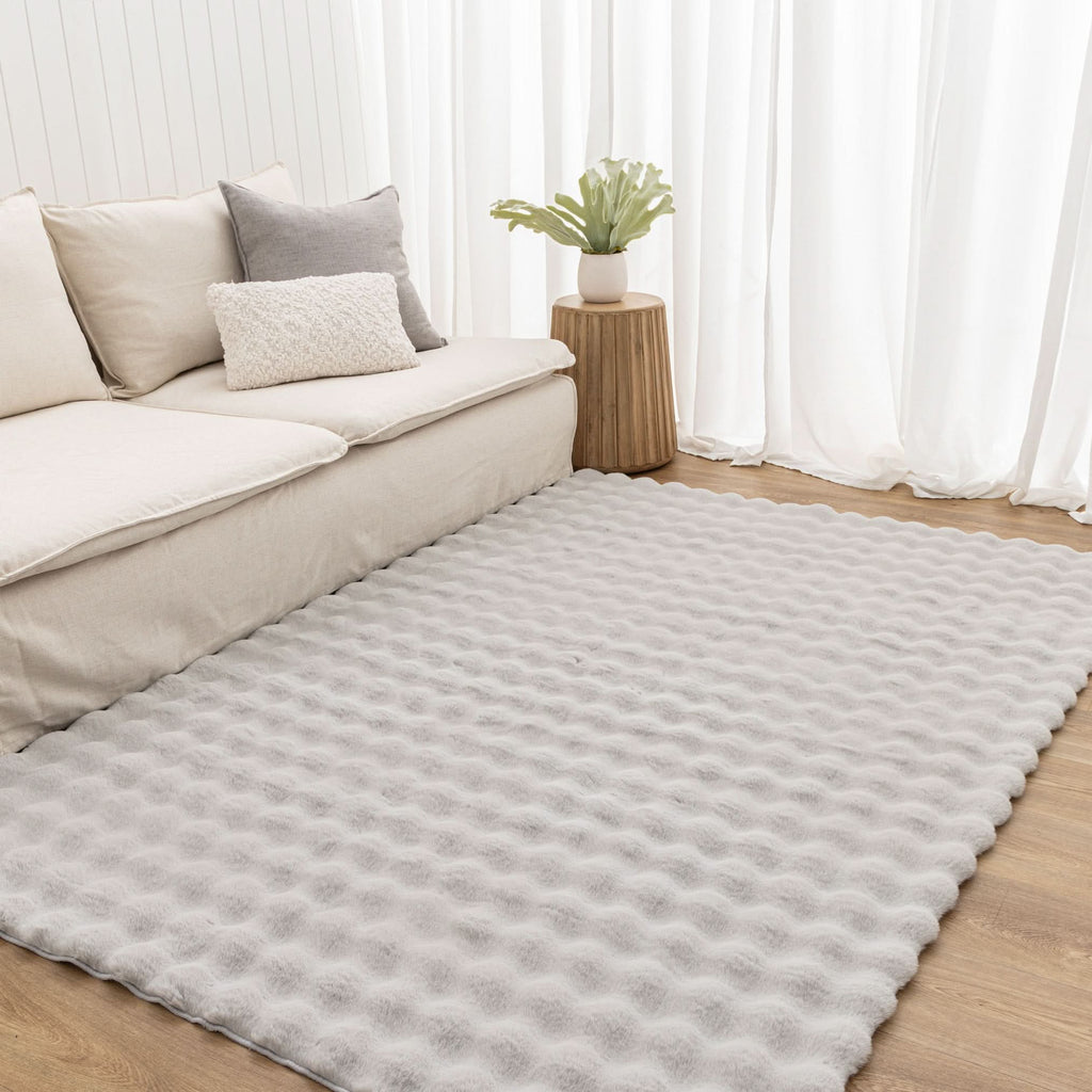 Purity Washable Rug Silver styled with furniture