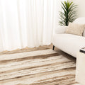 Halo SKY24 Brown Watercolour Lines Rug styled with furniture