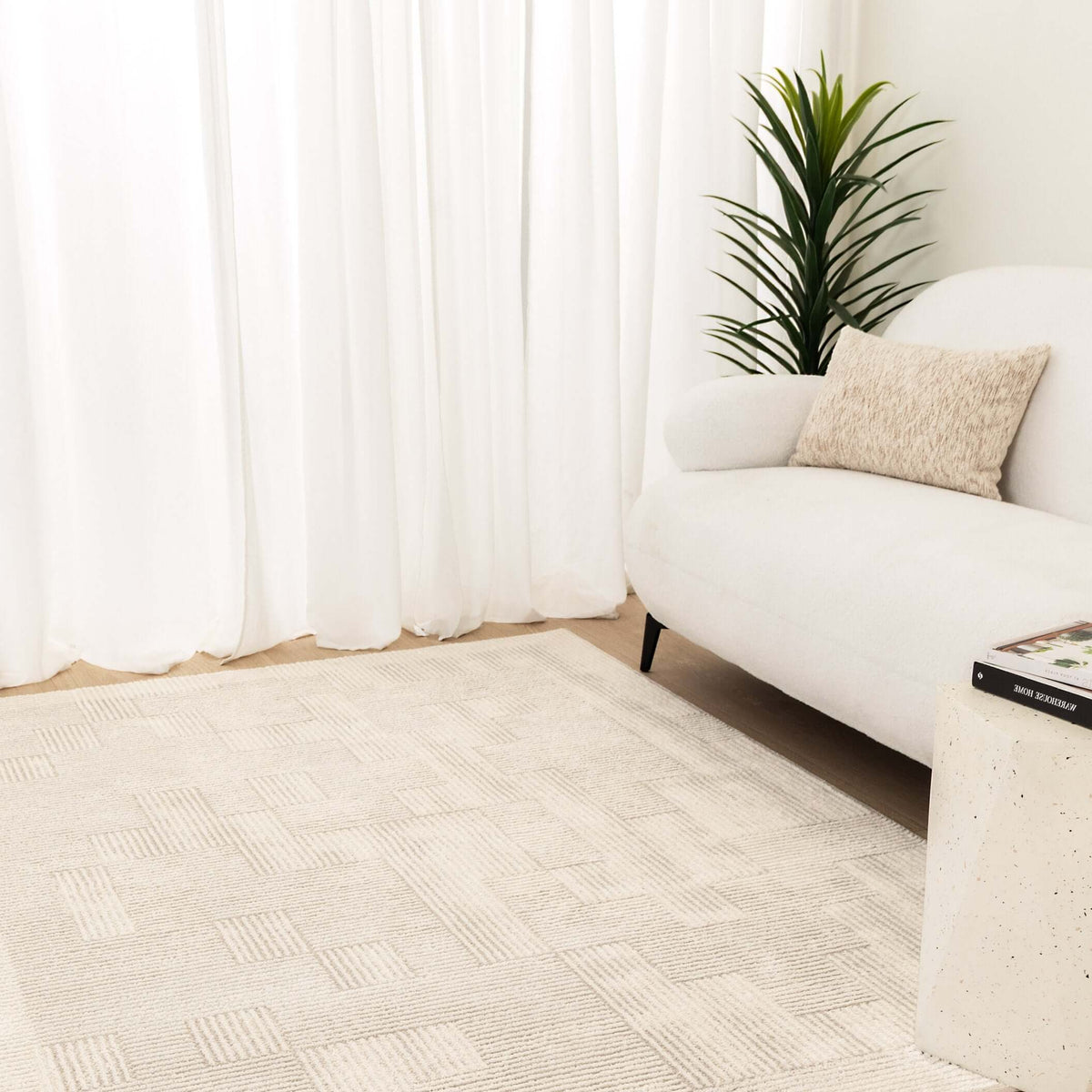 Halo SKY25 Cream Beige Abstract Lines Rug - detail 4  