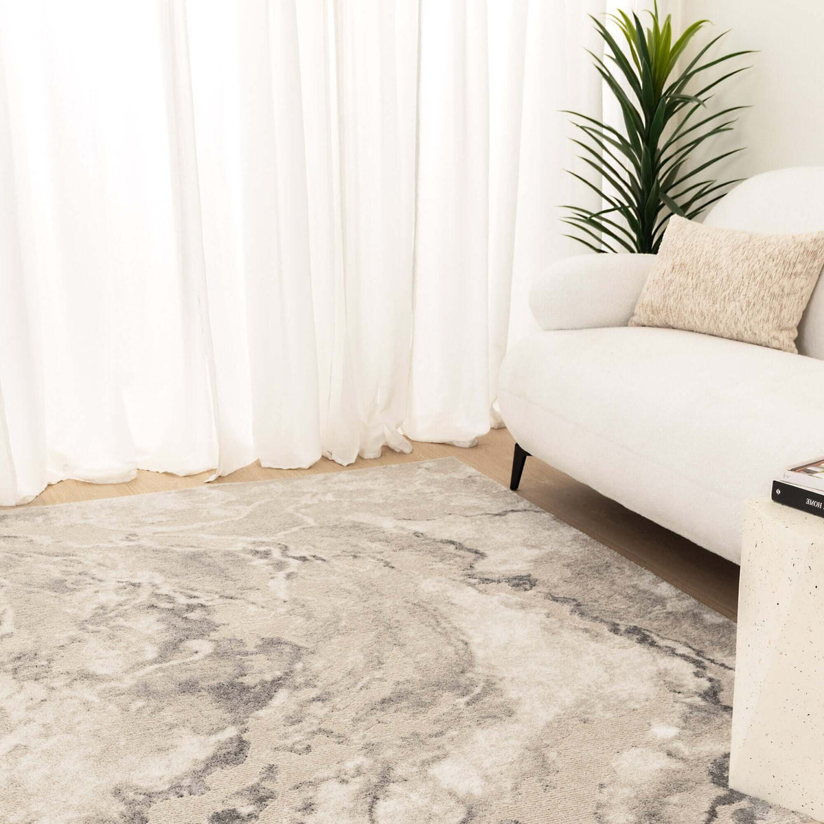 Halo SKY68 Grey Marble Abstract Rug - detail 4  