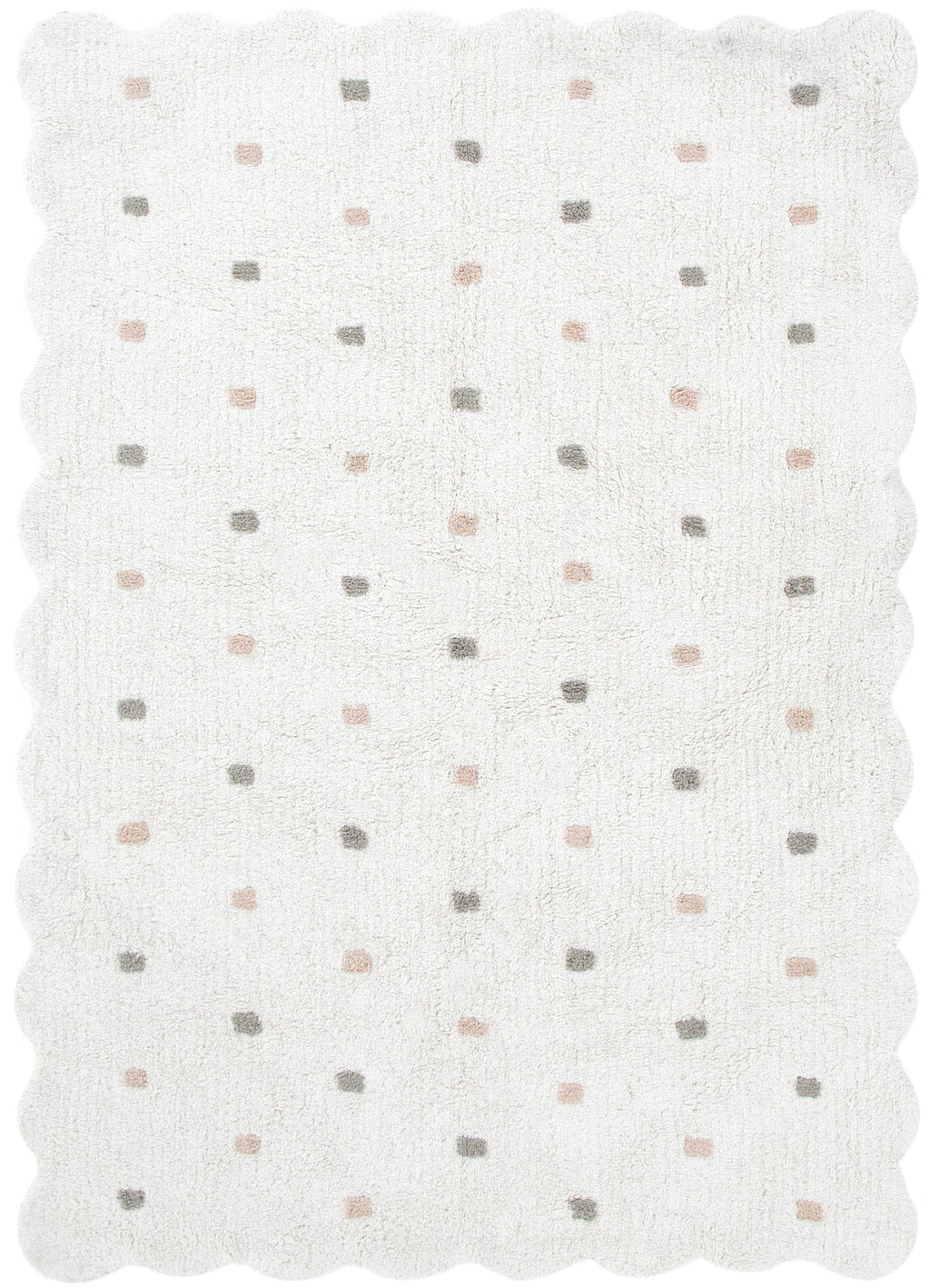 Mellow Rectangle Scalloped Kids Rug White & Multi – view 2