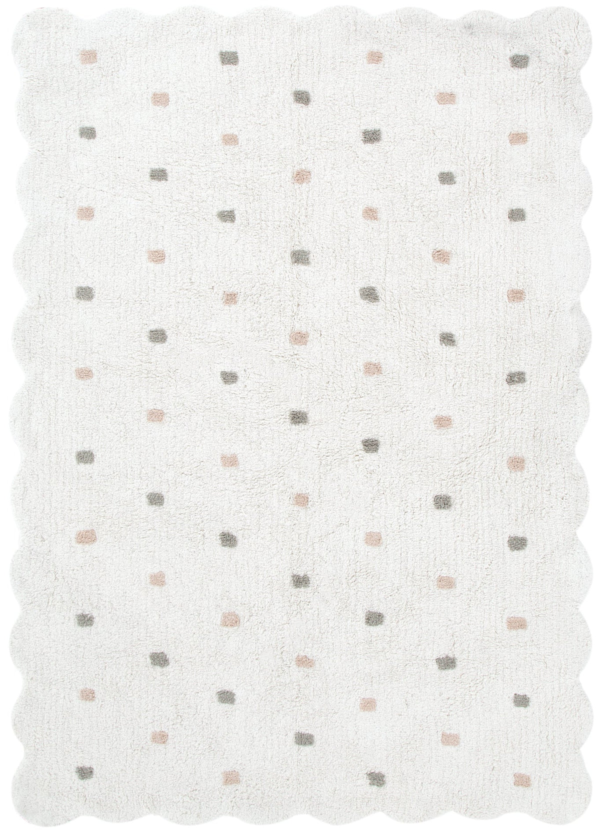 Mellow Rectangle Scalloped Kids Rug White & Multi – view 2