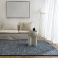 Abasco Steel Blue Hand Tufted Wool Rug styled with furniture