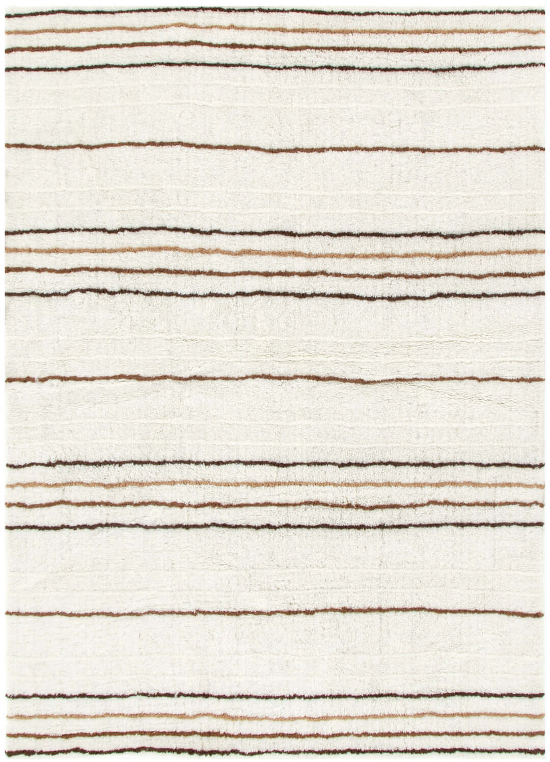Highlands Beige Stripe Washable Wool Rug