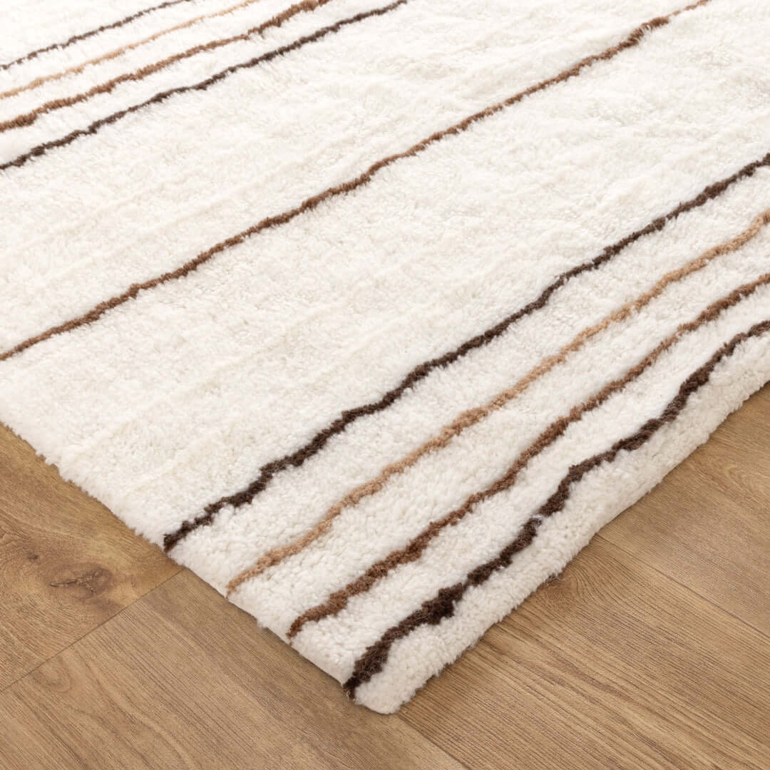 Highlands Beige Stripe Wool Rug texture