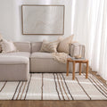 Highlands Beige Stripe Wool Rug detail