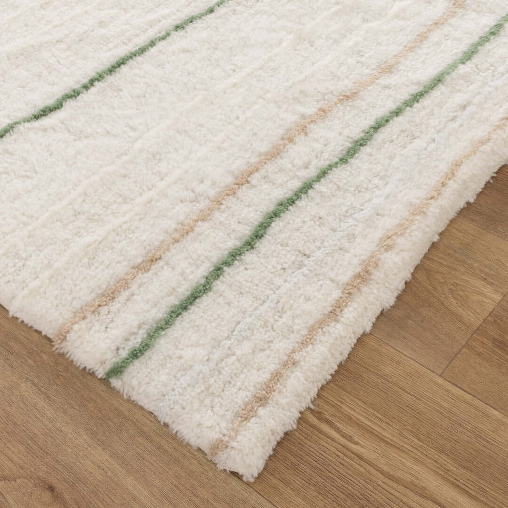 Highlands Olive Stripe Wool Rug texture