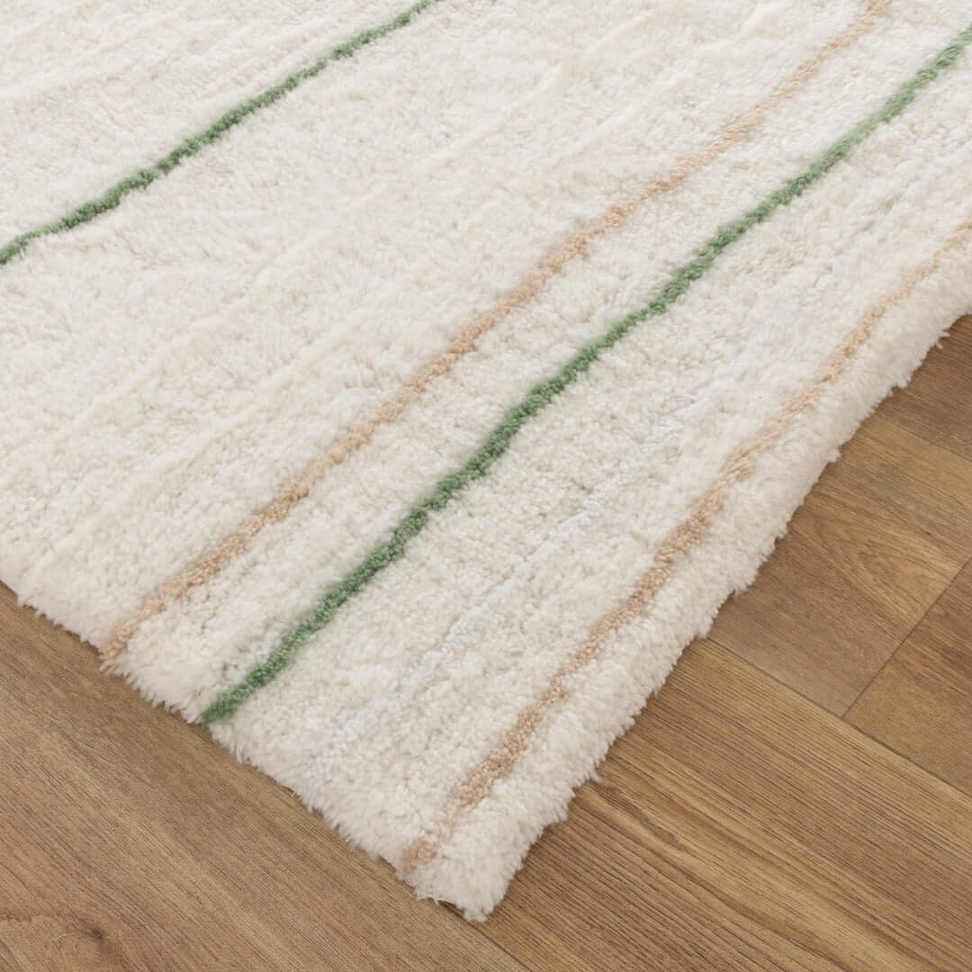 Highlands Olive Stripe Wool Rug texture