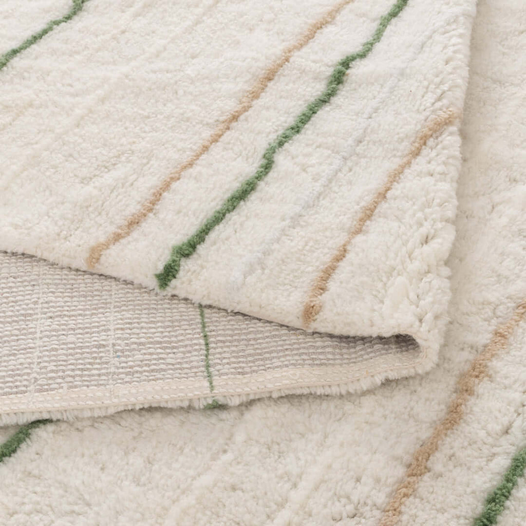 Highlands Olive Stripe Wool Rug room view