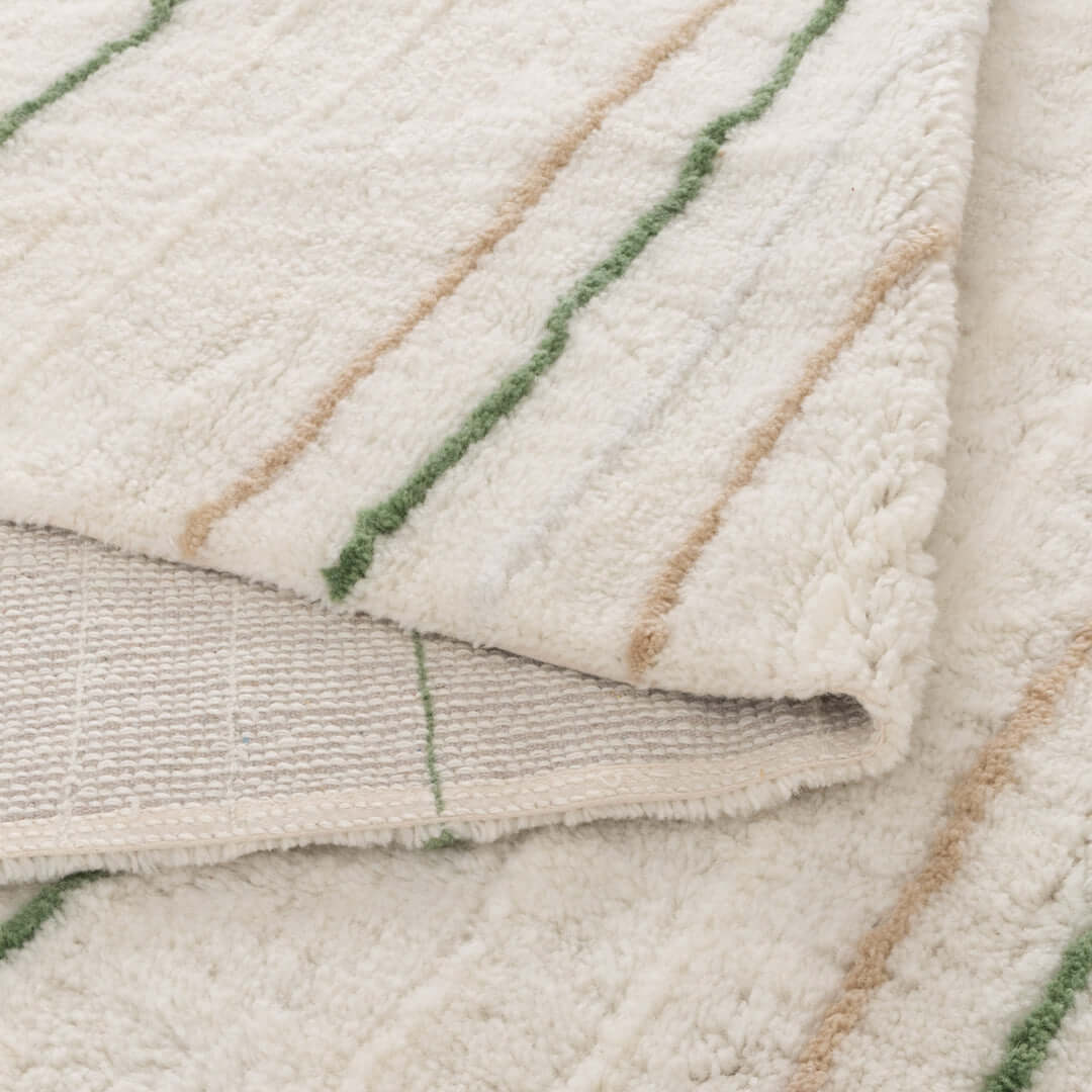 Highlands Olive Stripe Wool Rug room view