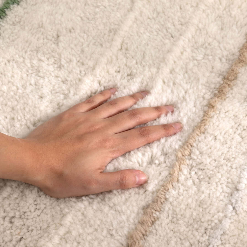Highlands Olive Stripe Wool Rug close-up