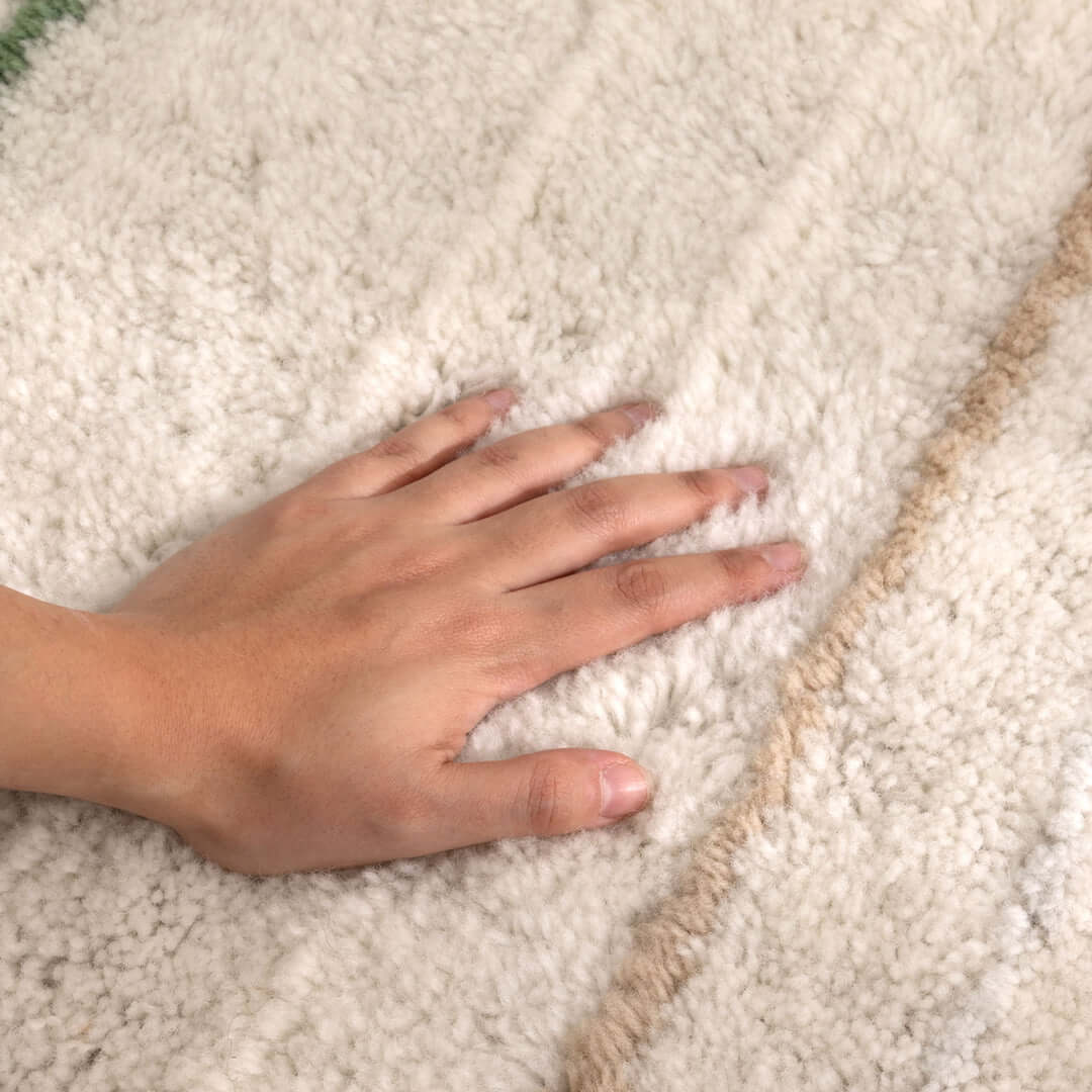 Highlands Olive Stripe Wool Rug close-up
