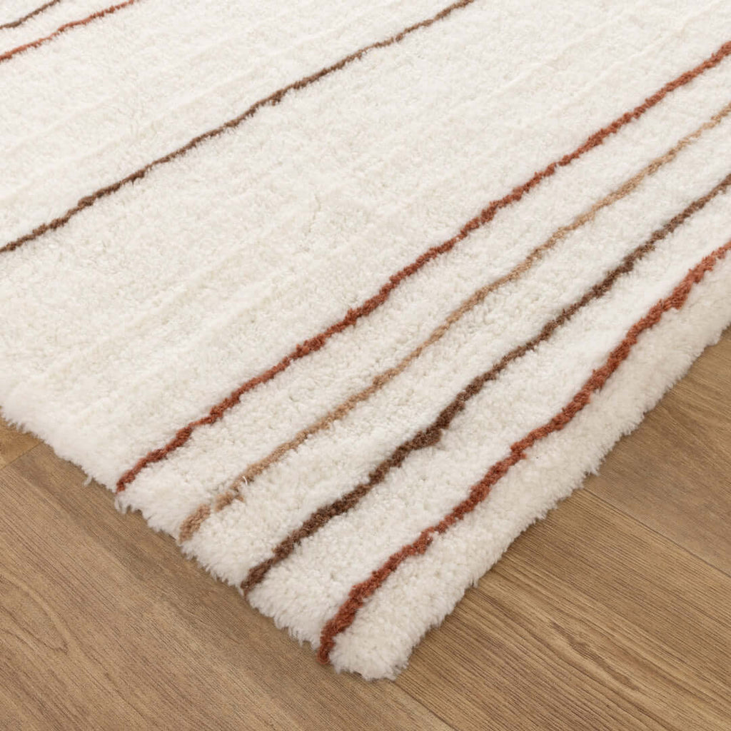 Highlands Terracotta Stripe Wool Rug texture