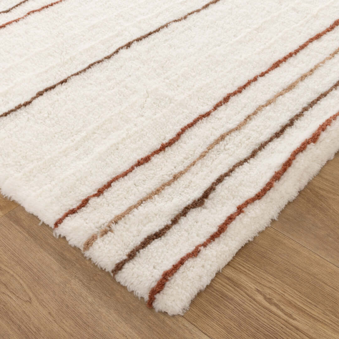 Highlands Terracotta Stripe Wool Rug texture