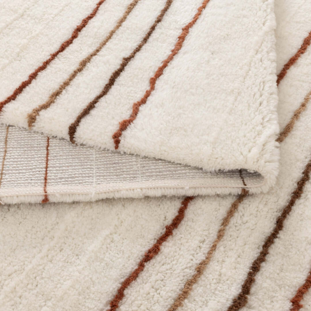 Highlands Terracotta Stripe Wool Rug room view