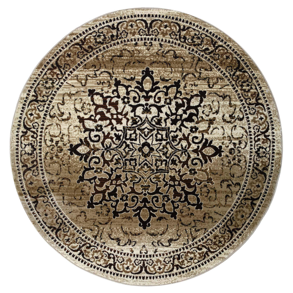 Sahara 892 Beige Round Rug lifestyle view