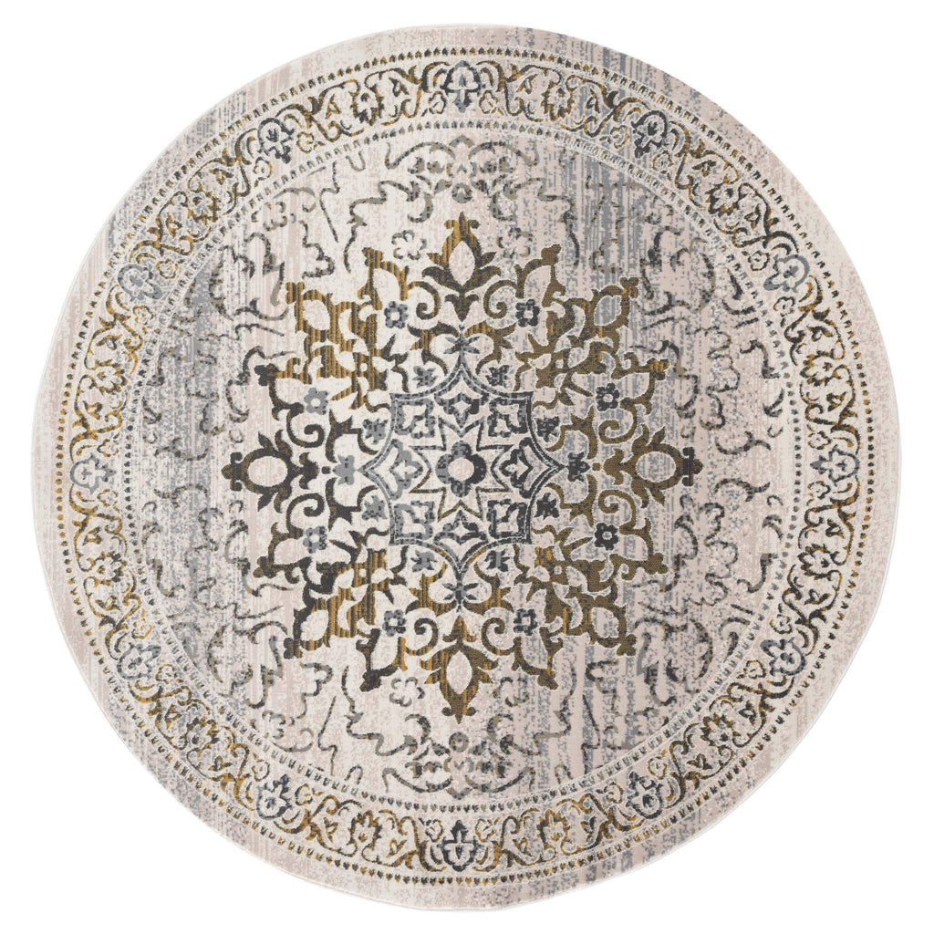 Sahara 892 Gold Round Rug lifestyle view