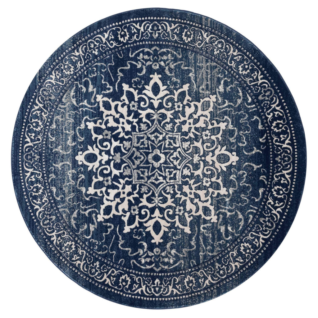 Sahara 892 Navy Round Rug lifestyle view