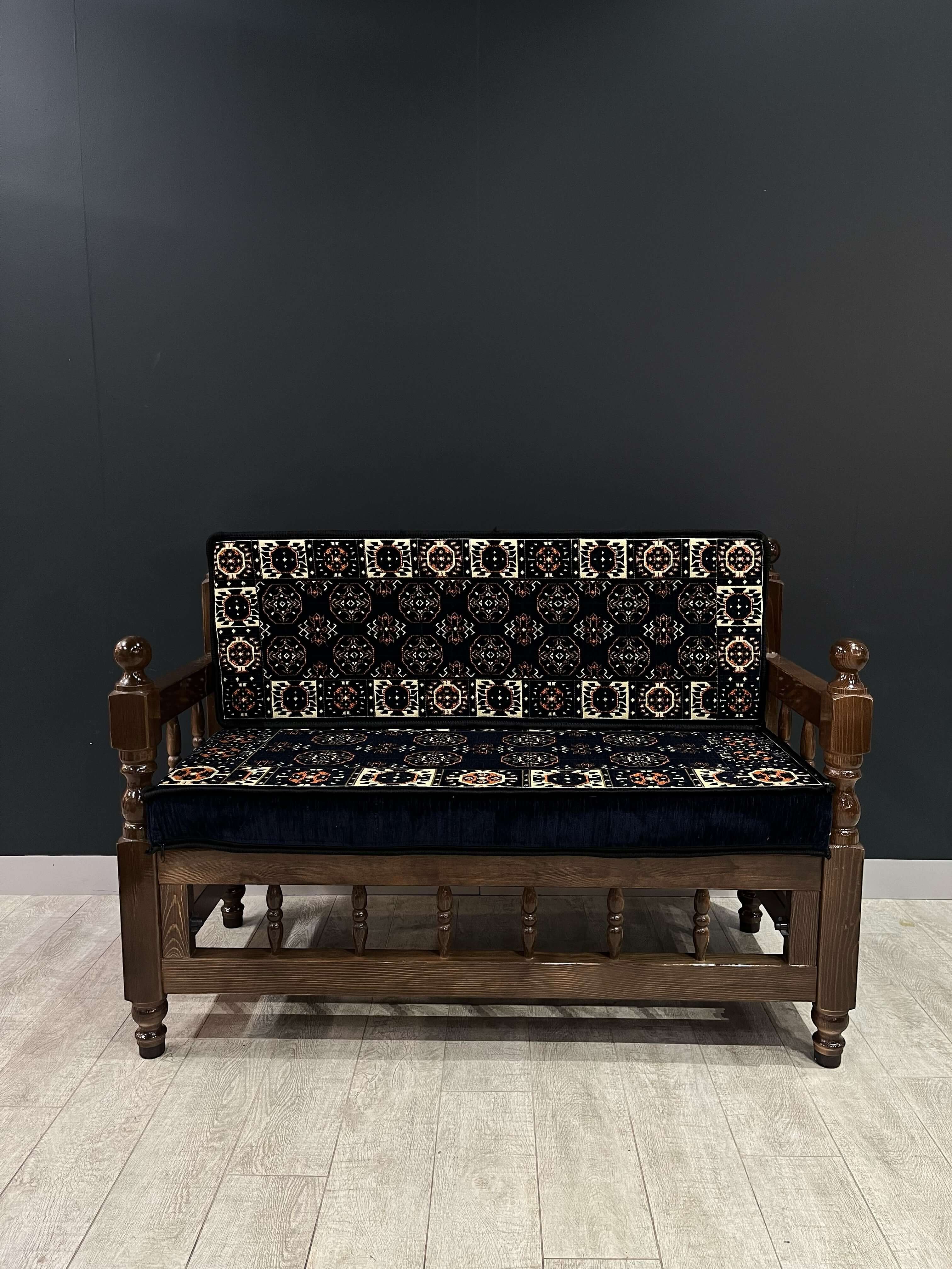 Sedir Double Chair- Navy Diamond Majlis