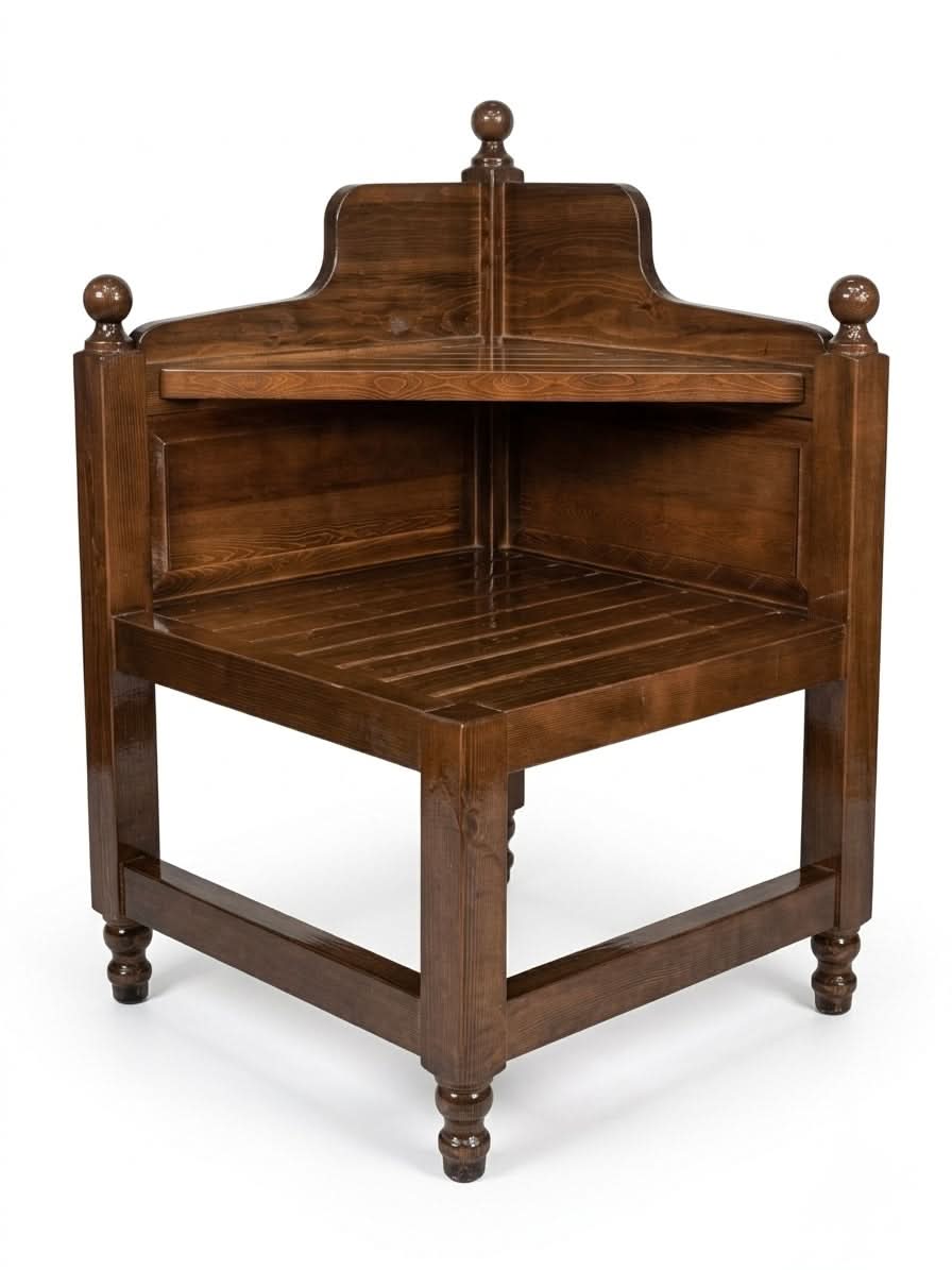 Sedir Wood Corner Table 70x70cm featuring a rich dark brown finish and sturdy design.