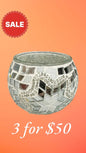 Silver Sparkle Mosaic Candle Holder-Elevate your decor with the Silver Sparkle Mosaic Candle Holder. Sleek and timeless design. Get 3 for $50 today!-Bazaar G Rugs N Gifts