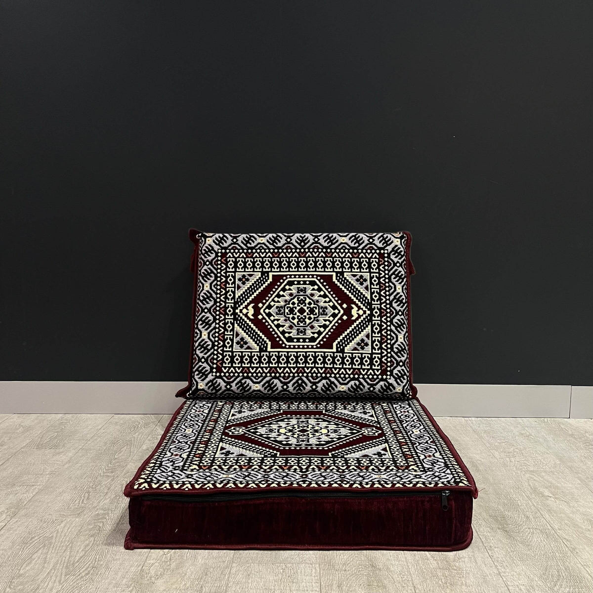 Majlis Rug Single Floor Cushions & Majlis Dark Red Palace – Bazaar G Rugs N Gifts