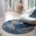 Slate 766 Blue Round Rug lifestyle view