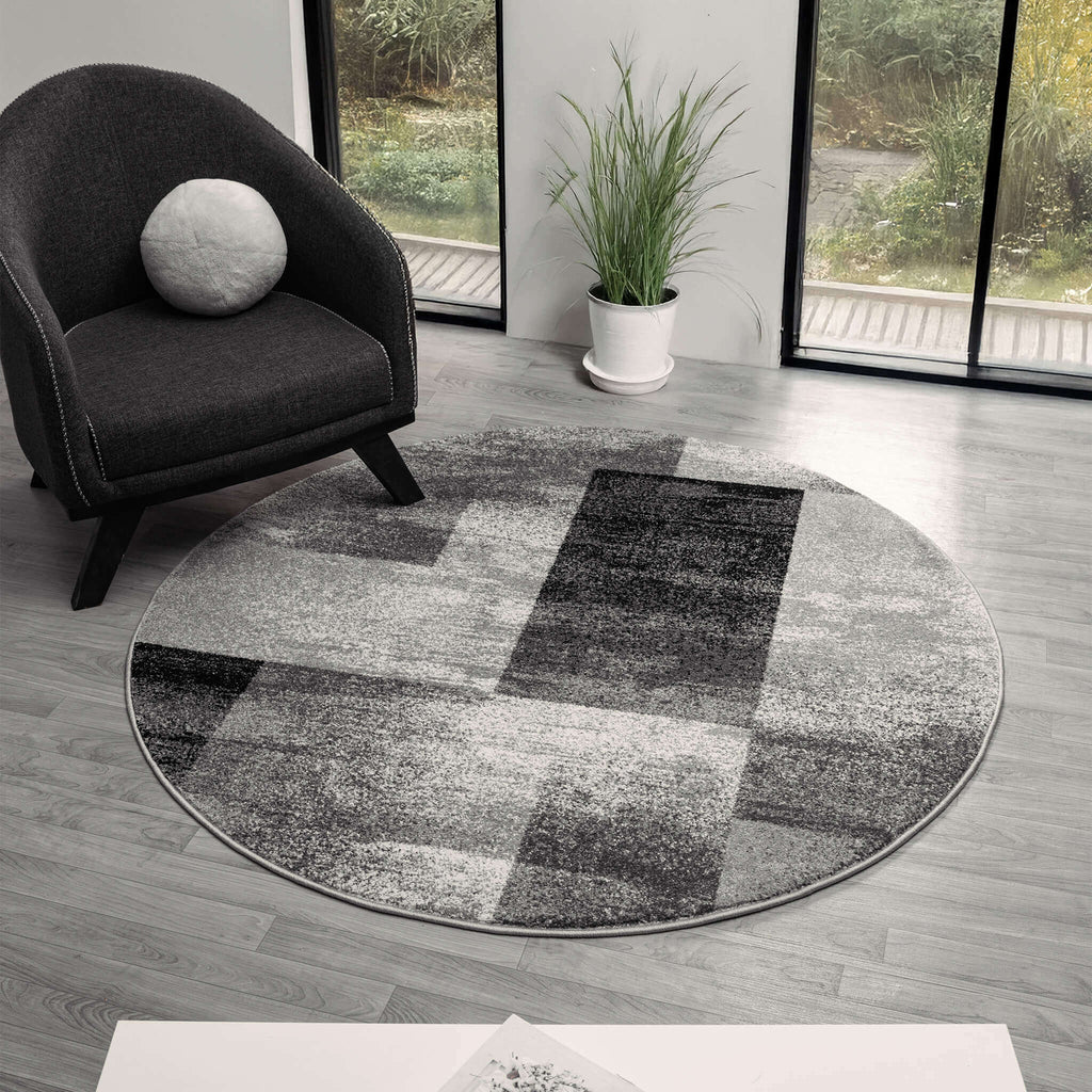 Slate 766 Grey Round Rug lifestyle view