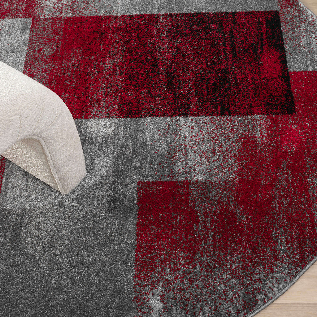 Slate 766 Red Round Rug