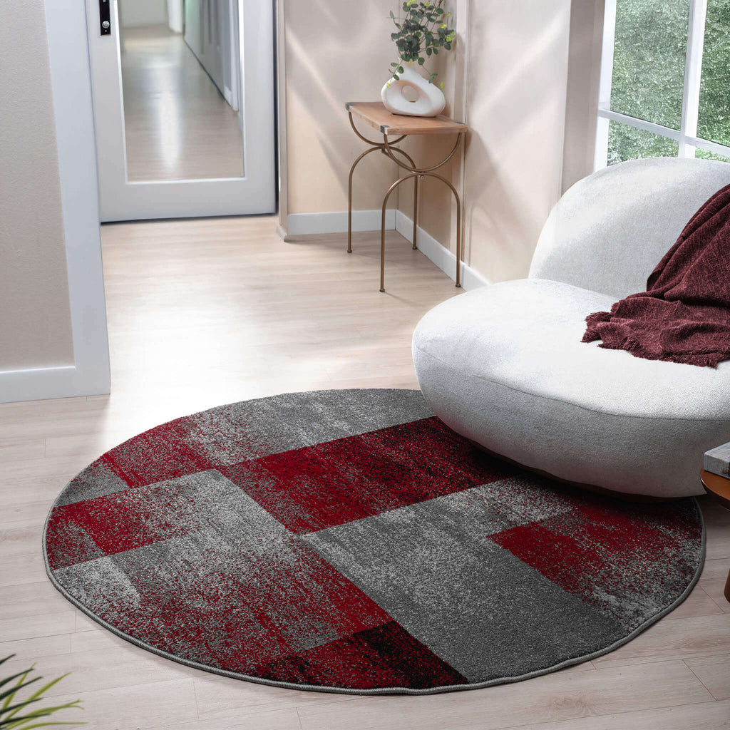 Slate 766 Red Round Rug lifestyle view