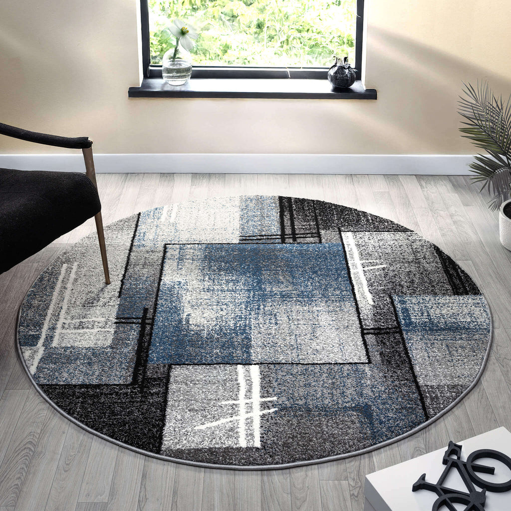 Slate 768 Blue Round Rug lifestyle view