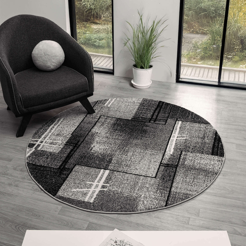 Slate 768 Grey Round Rug lifestyle view
