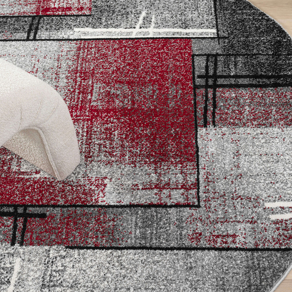 Slate 768 Red Round Rug