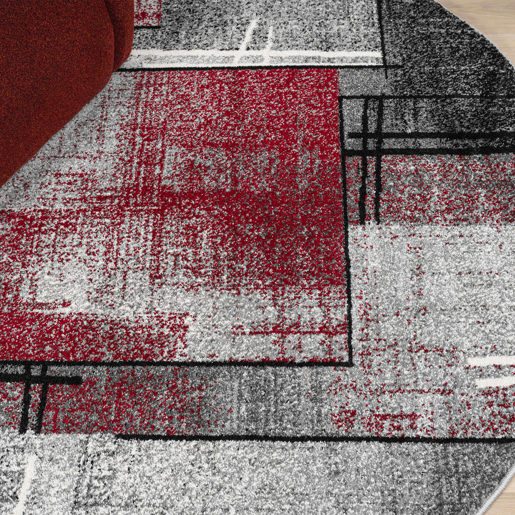 Slate 768 Red Round Rug