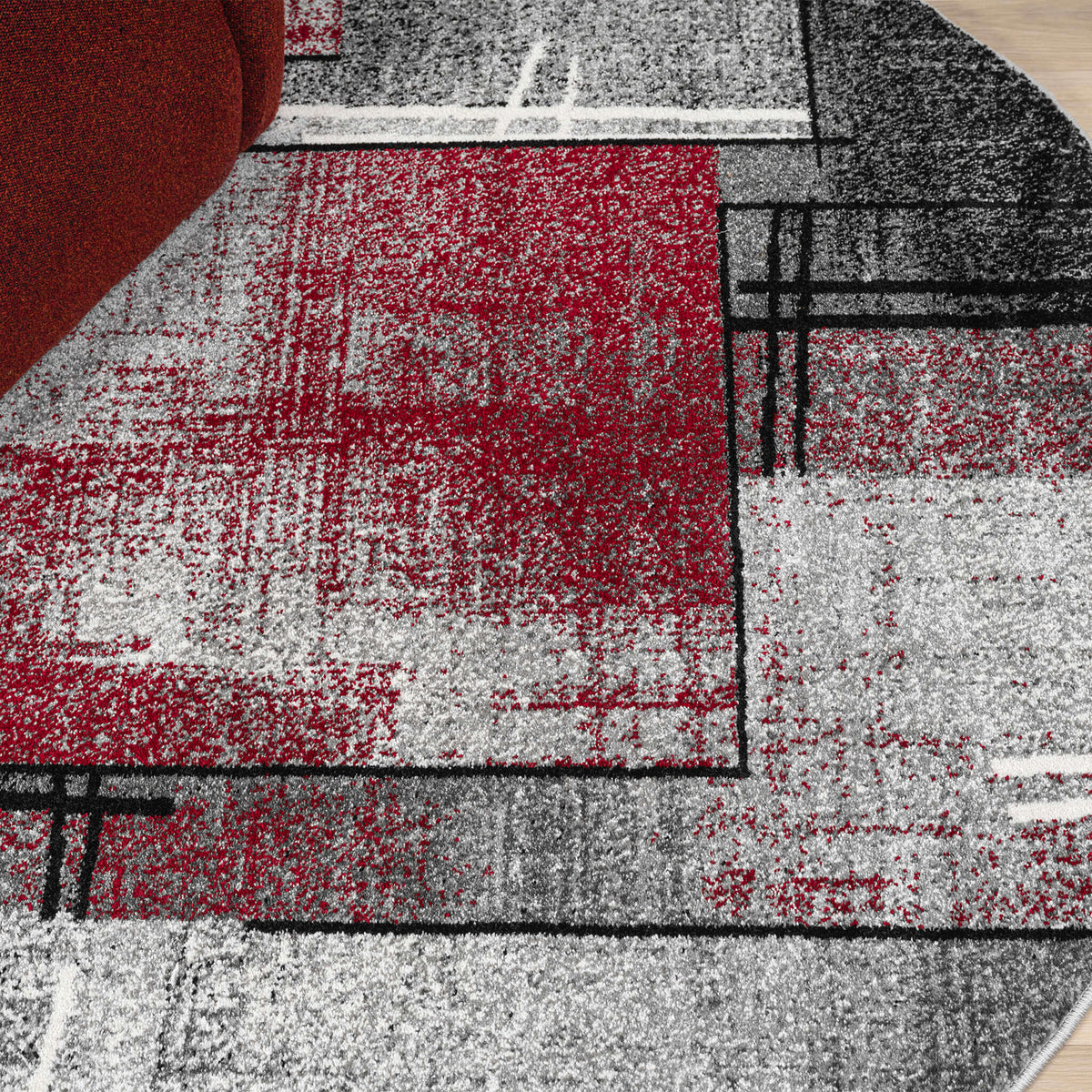 Slate 768 Red Round Rug