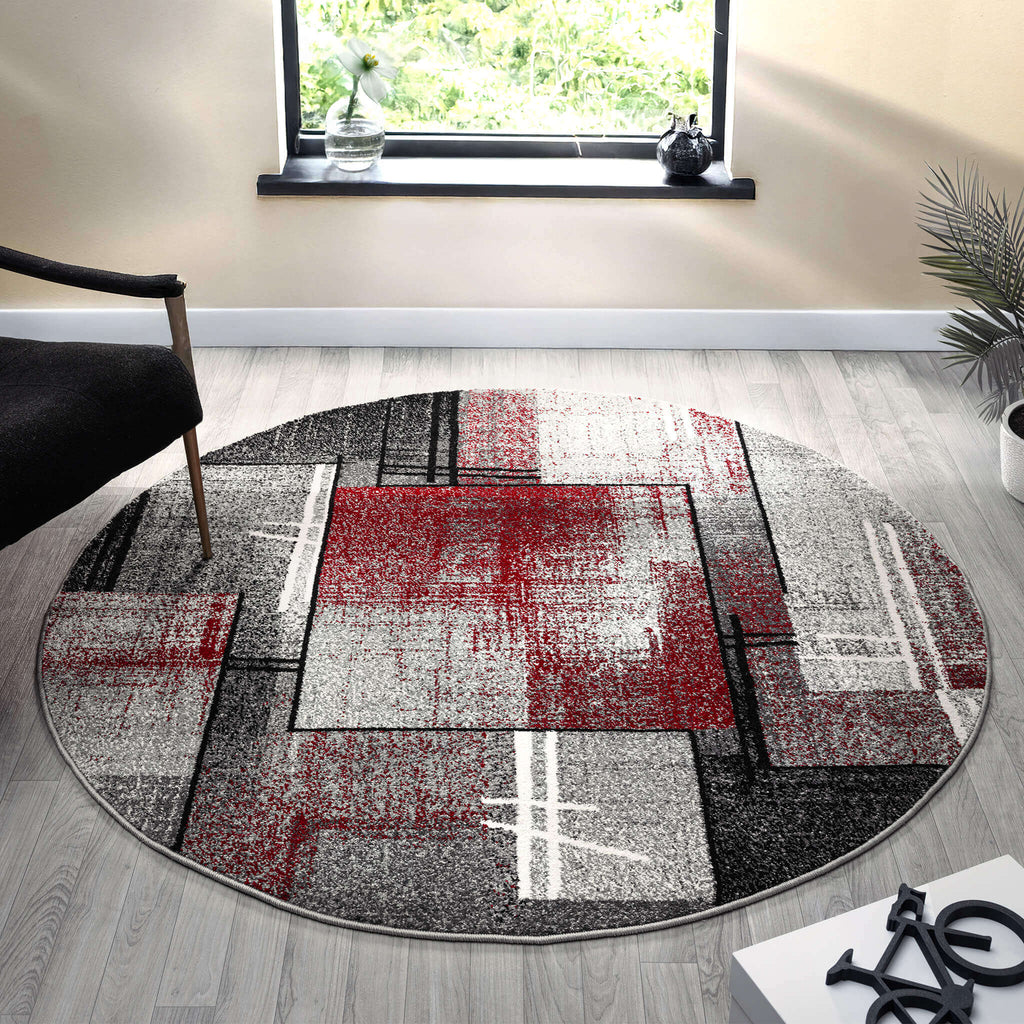Slate 768 Red Round Rug lifestyle view